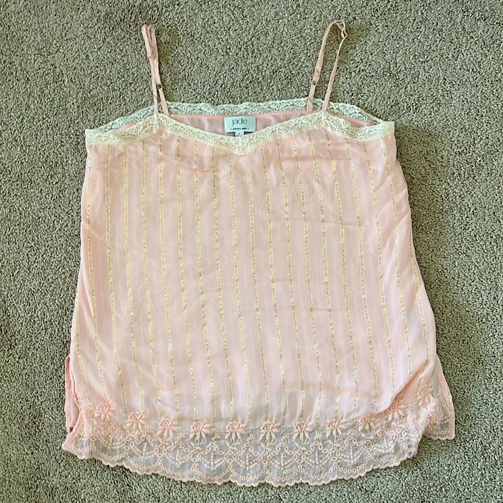 Jade Johnny Was pink silk cami size large